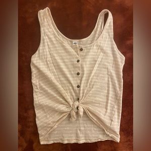 Old Navy Front-Tie Summer Tank Top, Light Pink Stripes